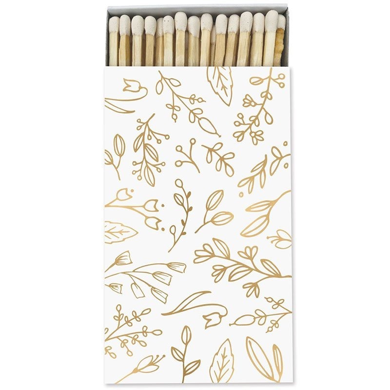 Frankie & Claude Fancy Matches: GOLD FLORAL MATCH BOX
